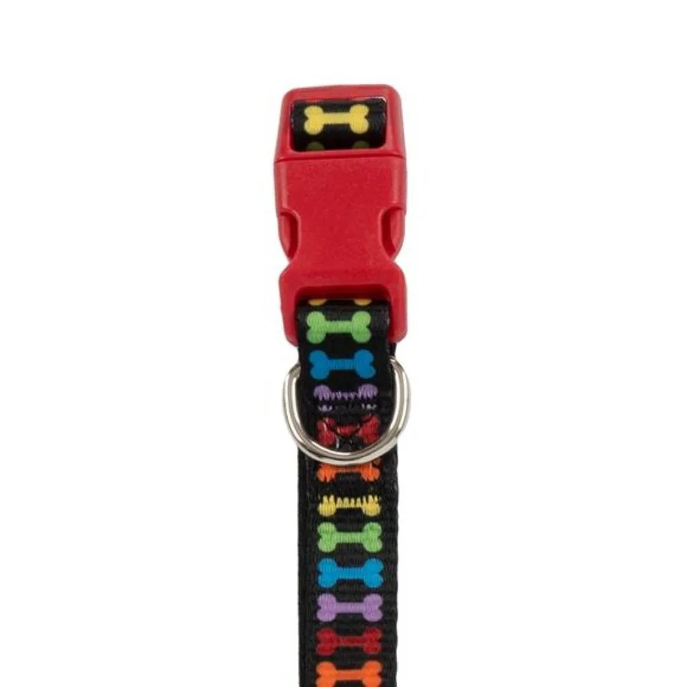 Bone Print Fashion Dog Collar, Multicolored, Medium